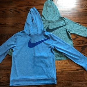 Boys Nike dry fit hooded shirts.